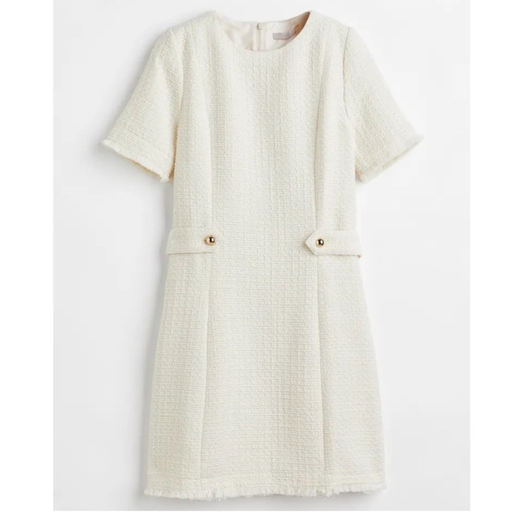 BNWT Bouclé Cream Short Sleeve Dress